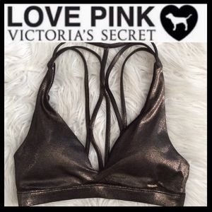 NWOT VS Pink Metallic Strappy Bikini Top